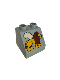 Lego Duplo kostka zkosená 2x2 s potiskem lva